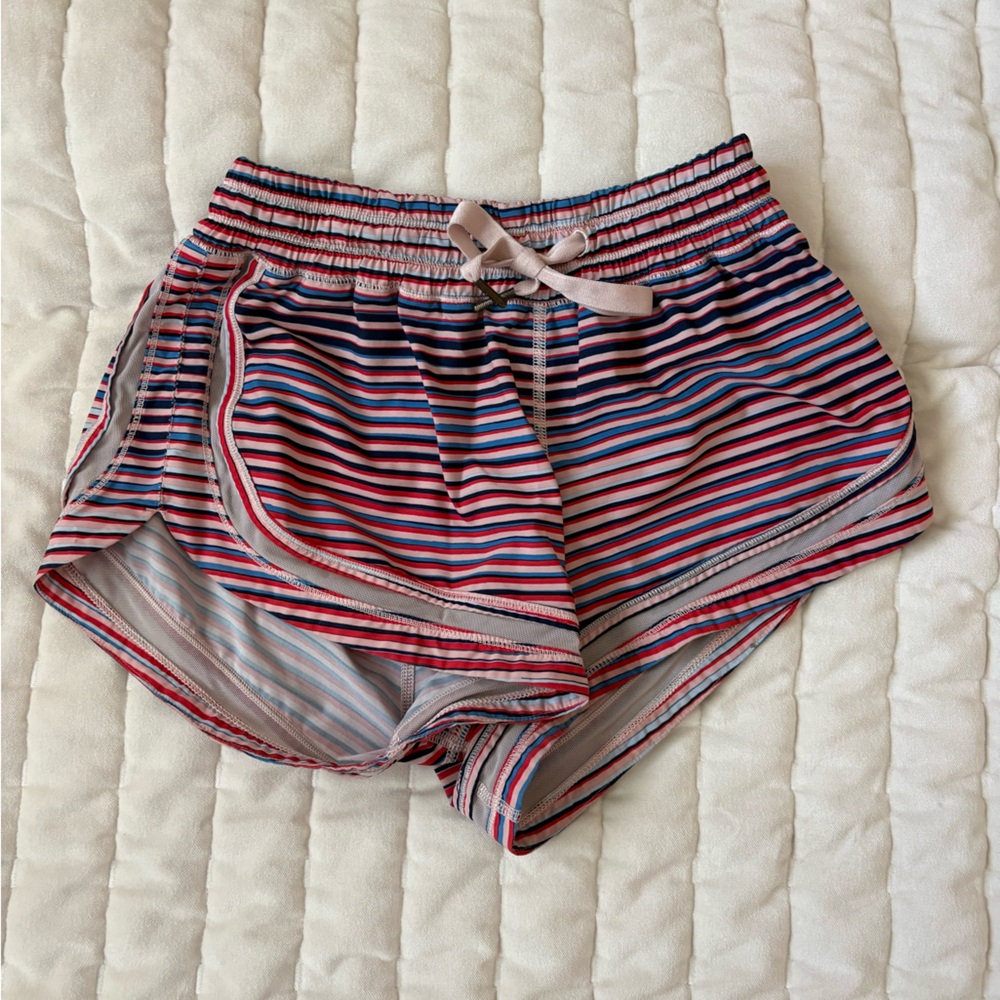 lululemon athletica Striped Pink Blue Athletic Shorts